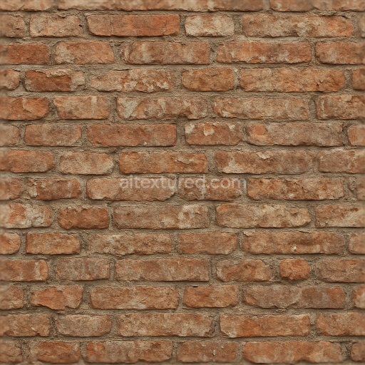 Seamless 3d texture pbr 8k rustic brick wall wallpaper with distressed weathered finish and embossed details