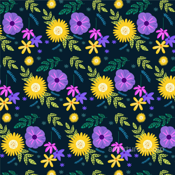 Vibrant Embroidered Floral Fabric Seamless Texture with Yellow and Purple Flowers Embroidered floral texture preview