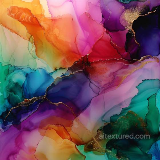 Alcohol Ink PBR Texture with Multicolor Fluid Waves and Golden Veins Alcohol ink texture preview