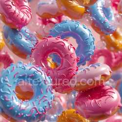 seamless Seamless 3D Inflated PBR Donut Texture with Glossy Colored Icing and Sprinkles texture 8k free download PBR