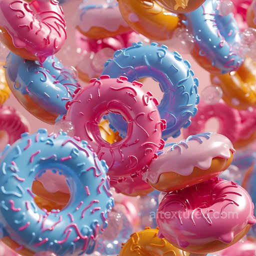 Inflated PBR Texture Featuring Colorful Iced Donut Patterns seamless Inflated PBR texture