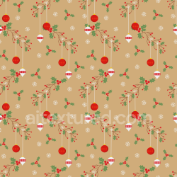 seamless Seamless 3D PBR digital paper texture with Christmas holly and baubles on beige texture 8k free download PBR