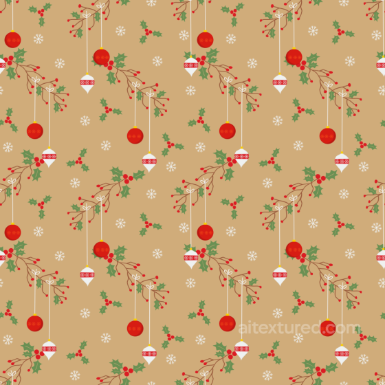All Christmas Digital paper Texture of Christmas Ornaments and Holly on Brown Background All Christmas Digital paper texture preview