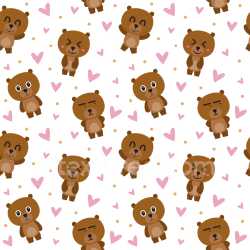 Pattern Bundle - Seamless 3D Pattern PBR Texture with Cute Bear Faces and Hearts texture preview