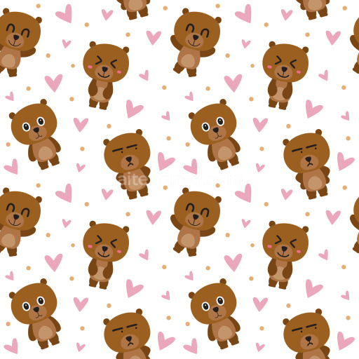 Pattern Bundle - Seamless 3D Pattern PBR Texture with Cute Bear Faces and Hearts texture preview