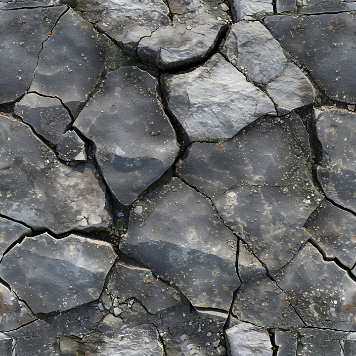 Cracked Stone Ground With Moss And Weathered Surface seamless PBR texture preview