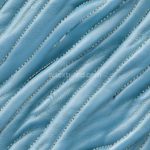 Seamless 3D Quilted Blue Leather PBR Texture with Detailed Grain and Stitching