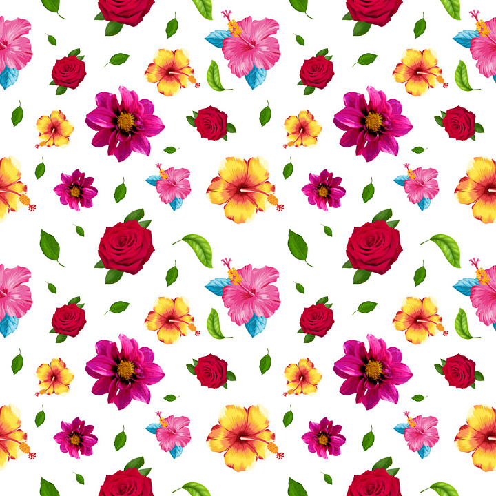 Pattern Featuring Vibrant Floral Motifs with Balanced Rhythm seamless PBR texture preview