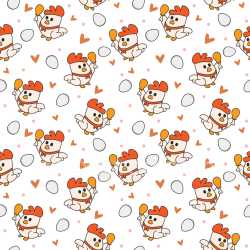 Pattern Bundle - Seamless 3D Pattern PBR Texture Featuring Cute Cartoon Chickens and Eggs texture preview