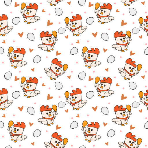 Pattern Bundle - Seamless 3D Pattern PBR Texture Featuring Cute Cartoon Chickens and Eggs texture preview
