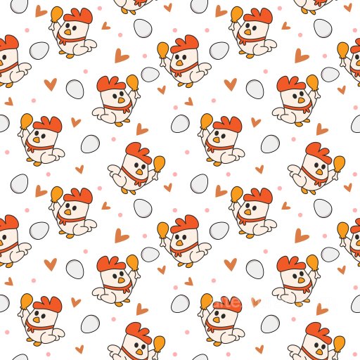 Pattern PBR Texture Featuring Cute Cartoon Chickens and Eggs seamless Pattern Bundle PBR texture