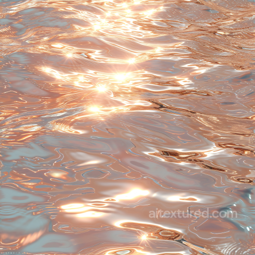 Water PBR Texture Featuring Golden Sunset Light Reflections and Gentle Ripples seamless Water PBR texture