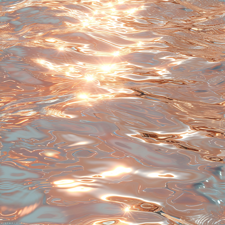 Water Featuring Golden Sunset Light Reflections and Gentle Ripples seamless PBR texture preview