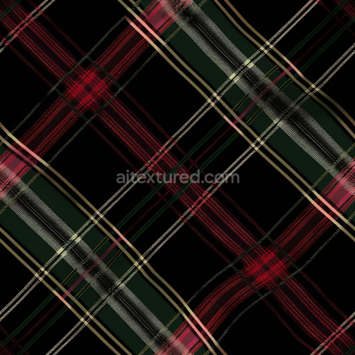 Seamless 3D PBR Texture of Red and Black Diagonal Plaid Fabric