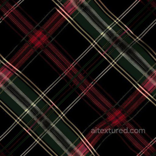 Seamless 3D metal PBR texture with distinctive red and gold plaid pattern texture preview