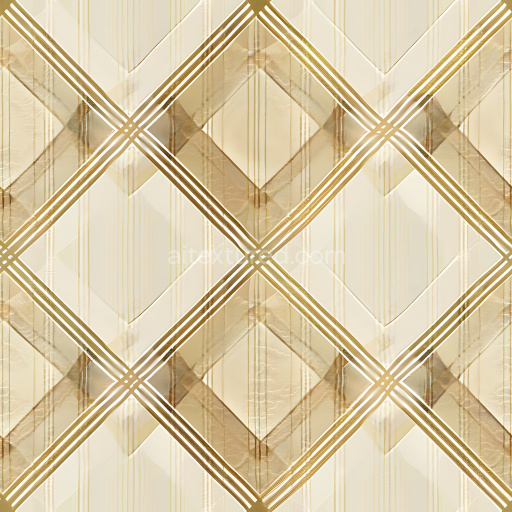 Seamless 3D Plaid Gold Metal PBR Texture with Reflective Diamond Pattern