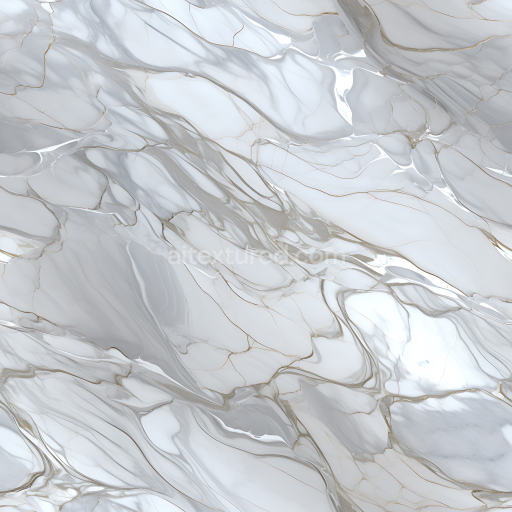 Seamless 3D Gray Marble PBR Texture with Glossy Silver Veins and Fluid Patterns