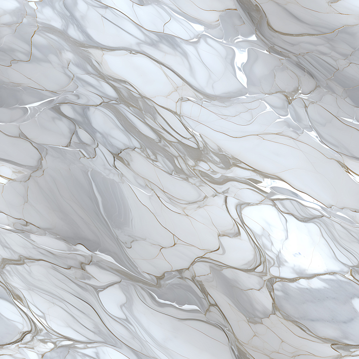 Gray Marble with Glossy Silver Veins and Fluid Patterns seamless PBR texture preview