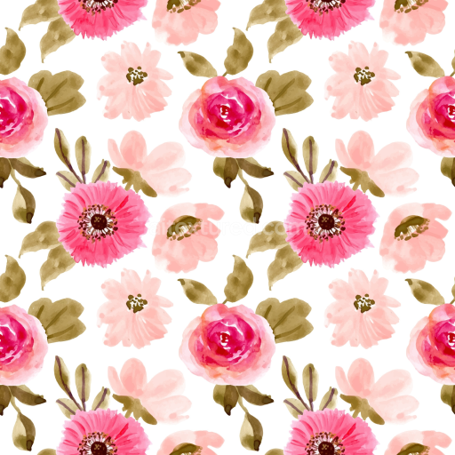 Seamless Floral Watercolor 3D PBR Fabric Texture in Pink and Green