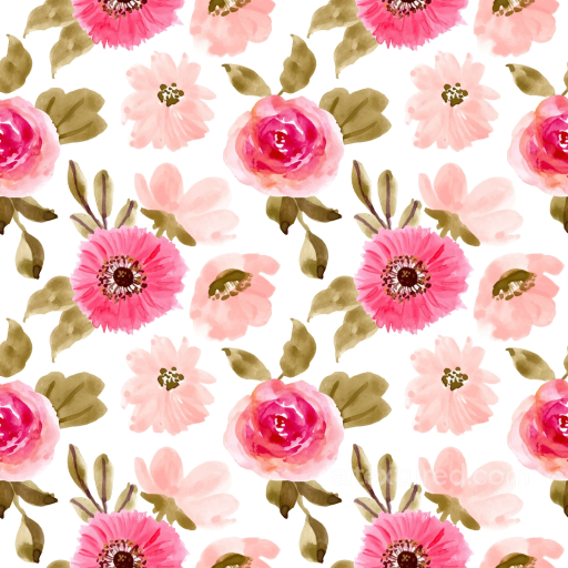 Seamless Floral Watercolor 3D PBR Fabric Texture in Pink and Green seamless Floral PBR texture