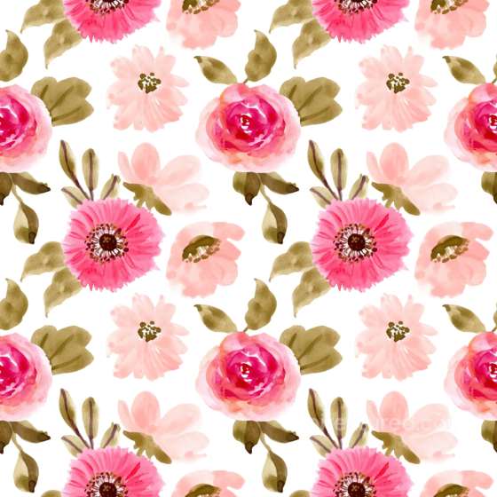 Seamless Floral Watercolor 3D PBR Fabric Texture in Pink and Green Floral texture preview