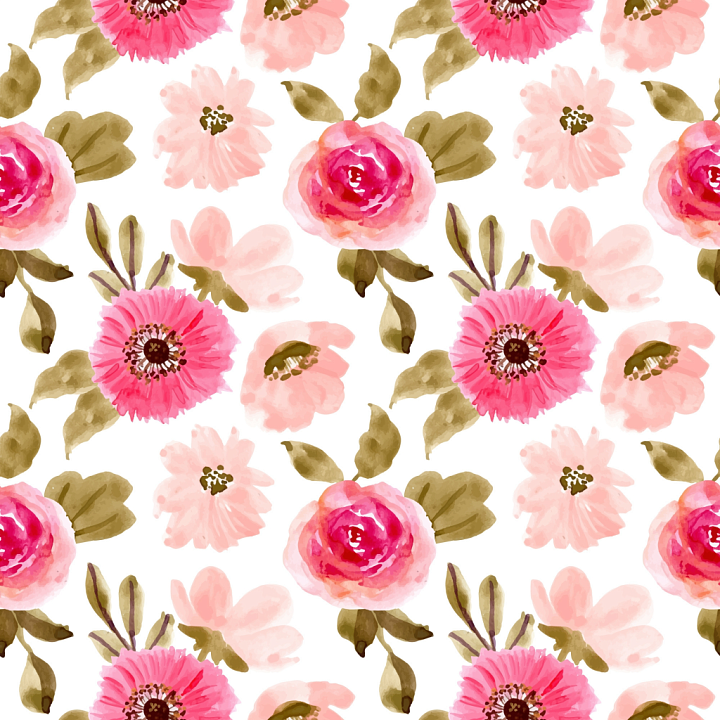 Floral Watercolor Fabric in Pink and Green seamless PBR texture preview