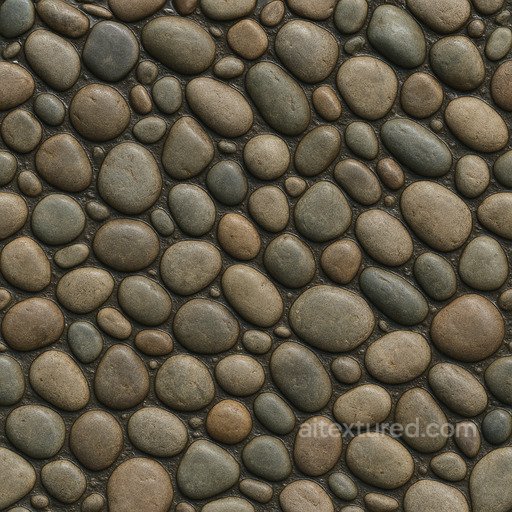 Pebbly Riverbed Damp seamless Sand-soil PBR texture