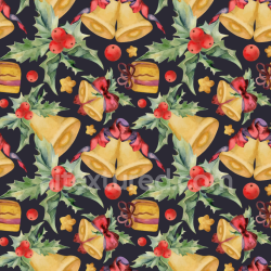 seamless Seamless 3D PBR Watercolor Christmas Texture with Bells and Holly texture 8k free download PBR