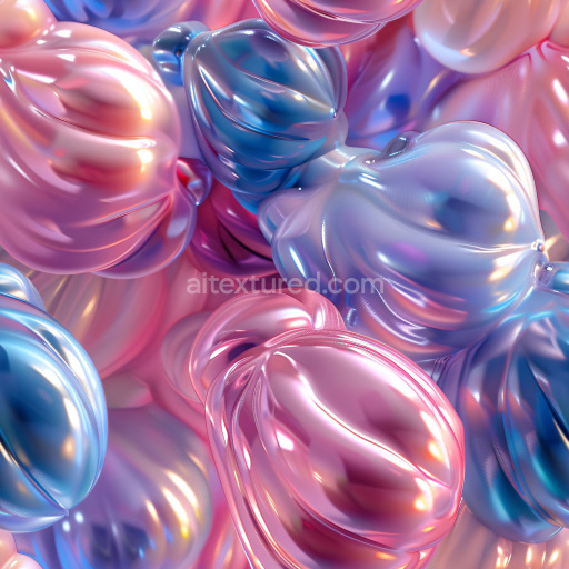 Seamless 3D PBR Texture Featuring Glossy Abstract Organic Shapes in Pastel Colors