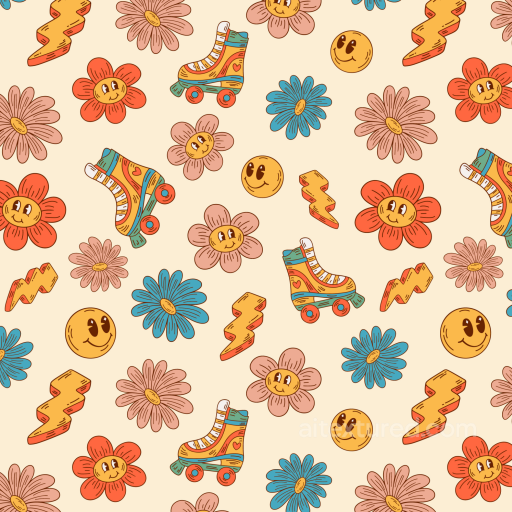 with Playful Happy Face Pattern in Colorful Cartoon Style seamless Happy Face pattern PBR texture