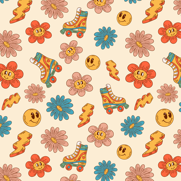 with Playful Happy Face Pattern in Colorful Cartoon Style seamless PBR texture preview