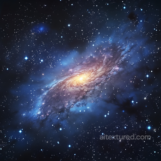 Space PBR Texture Featuring Spiral Galaxy with Glowing Core and Blue Nebula Clouds Star, space, planets texture preview