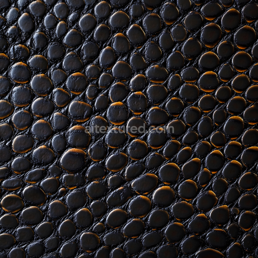 Seamless 3D Reptile Scale Skin PBR Texture with Dark Glossy Surface and Organic Pattern
