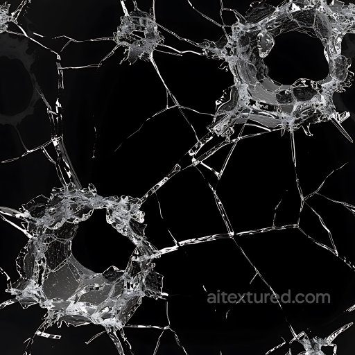 Cracked and Holed Glass PBR Texture with Transparent Shattered Pattern seamless Cracked & Holes PBR texture