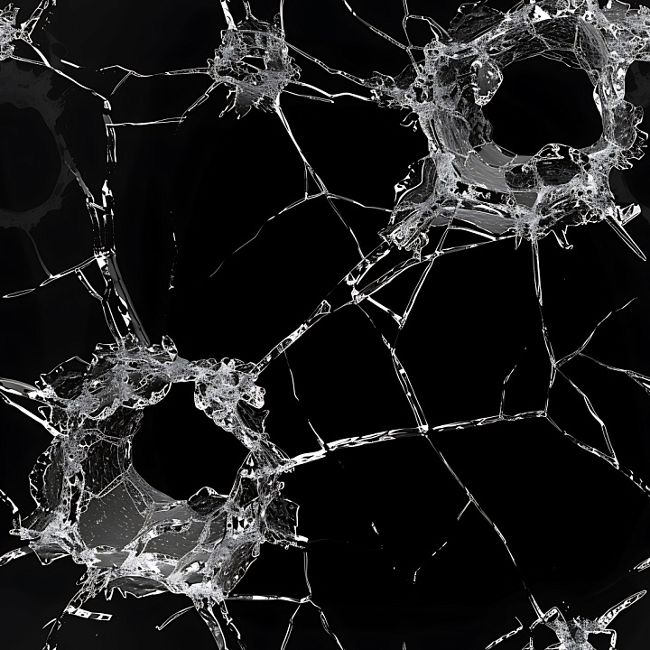 Cracked and Holed Glass with Transparent Shattered Pattern seamless PBR texture preview