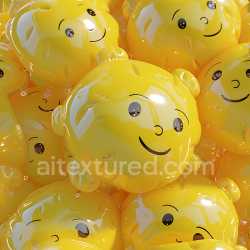 seamless Seamless 3D Inflated PBR Texture of Glossy Yellow Smiley Balloon Clusters texture 8k free download PBR
