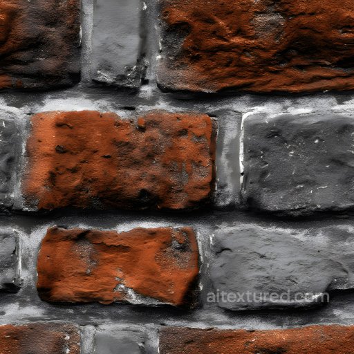 Cracked Brick Wall PBR Texture with Weathered Red and Gray Bricks seamless Brick PBR texture