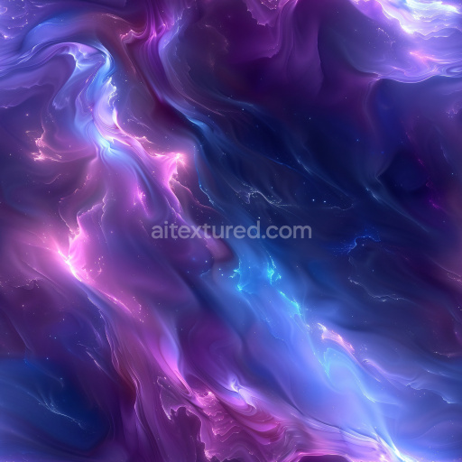 Seamless 3D PBR Texture Featuring Glossy Purple and Blue Fluid Swirling Patterns