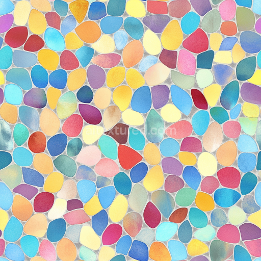 Seamless 3D PBR Texture of Colorful Irregular Stone Mosaic Tiles with Matte Finish texture preview