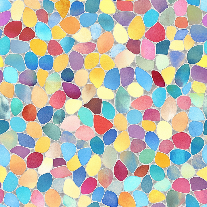 Colorful Irregular Stone Mosaic Tiles with Matte Finish seamless PBR texture preview
