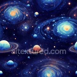 seamless Seamless 3D Space PBR Texture with Swirling Galaxies and Ringed Planets texture 8k free download PBR