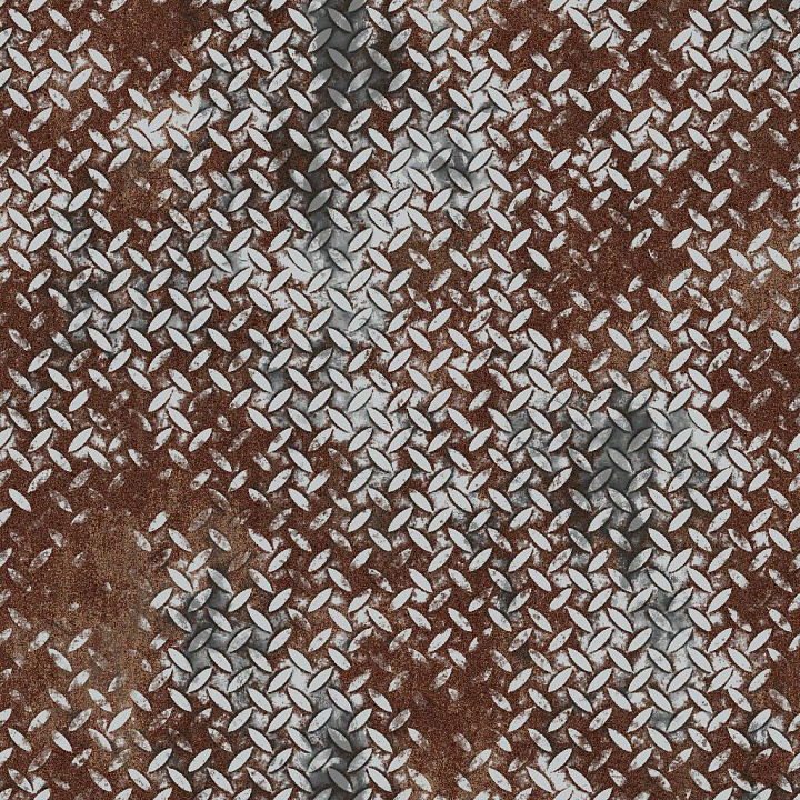 Rusty Metal Treadplate with Cross Pattern seamless PBR texture preview