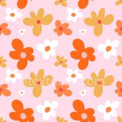 Pattern Bundle - Seamless 3D Floral Pattern PBR Texture Featuring Bold Orange and Soft Pink Flowers texture preview
