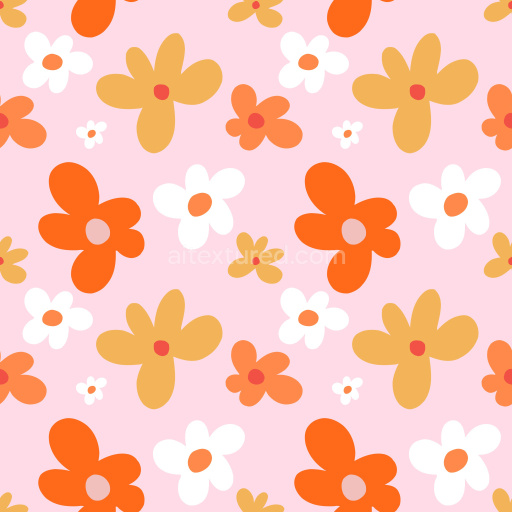 Pattern Bundle - Seamless 3D Floral Pattern PBR Texture Featuring Bold Orange and Soft Pink Flowers texture preview
