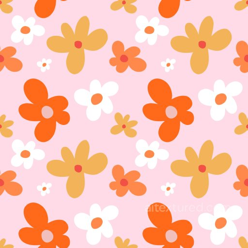Floral Pattern PBR Texture Featuring Bold Orange and Soft Pink Flowers seamless Pattern Bundle PBR texture