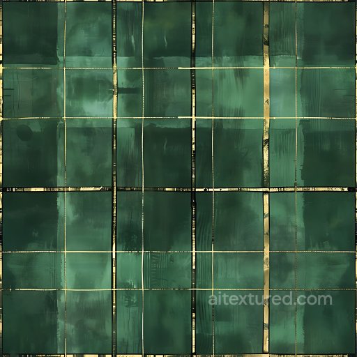 Plaid - Seamless 3D PBR Texture of Green Painted Metal Panels with Gold Seams texture preview