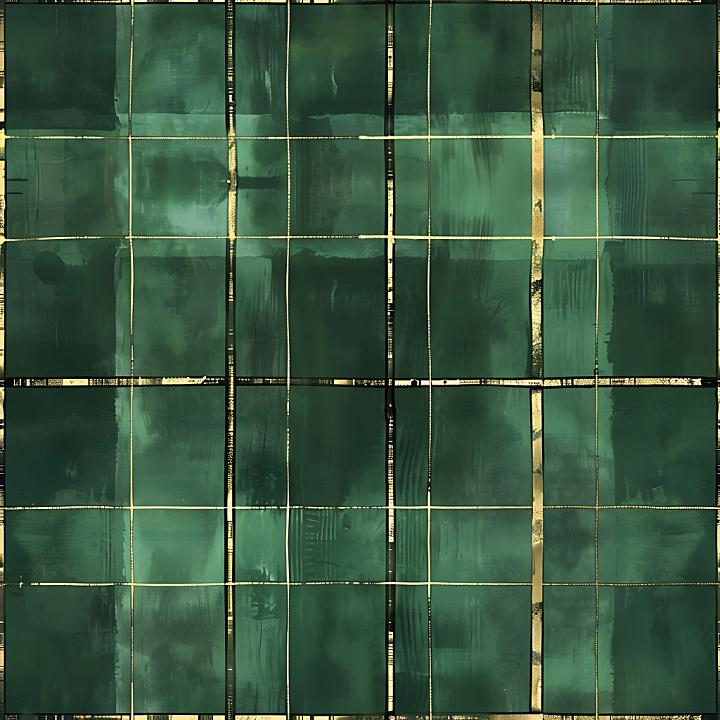 Plaid of Green Painted Metal Panels with Gold Seams seamless PBR texture preview