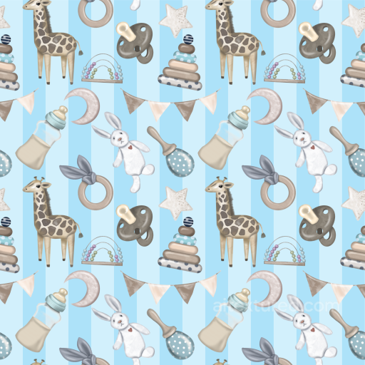 Baby Boy Toy Pattern Fabric Texture in Soft Blue and Neutral Tones seamless Baby Boy  PBR texture