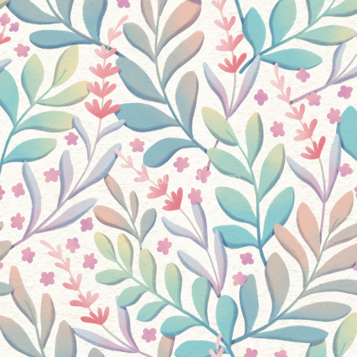 Seamless 3D PBR Texture with Pastel Wild Flower Painted Pattern