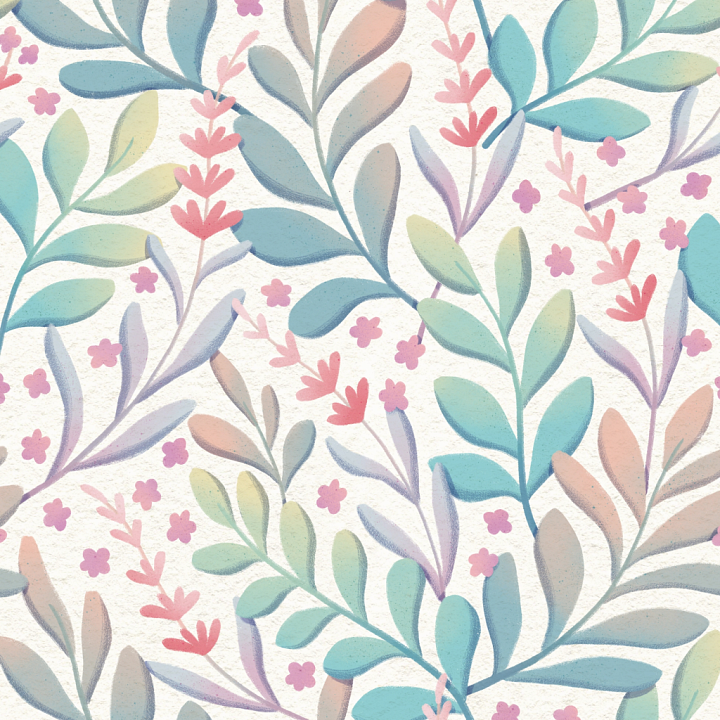 with Pastel Wild Flower Painted Pattern seamless PBR texture preview